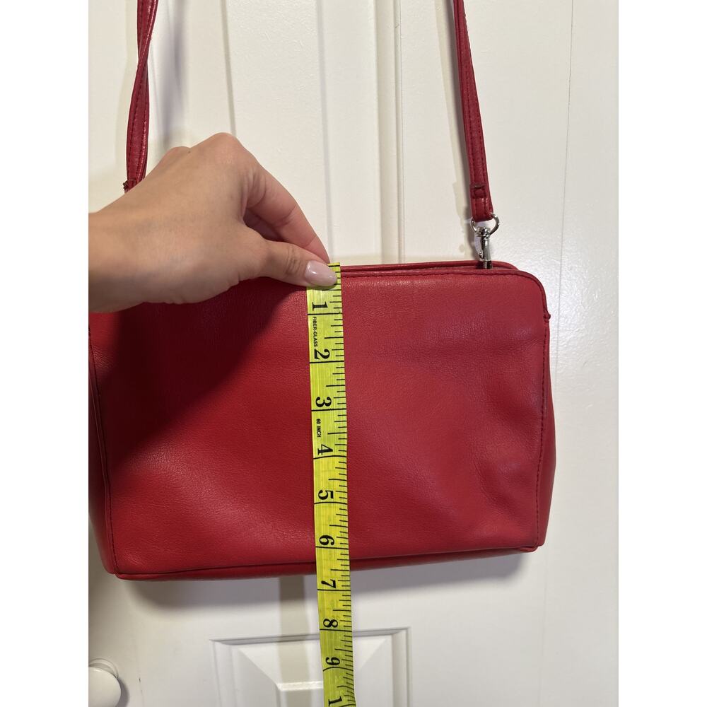 Vintage Laura Scott Red Leather Crossbody Shoulder Bag - Picture 3 of 10